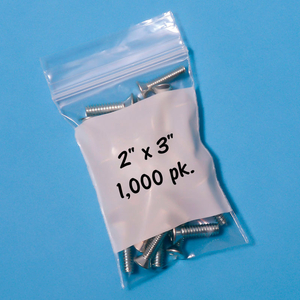 RESEALABLE POLY BAGS WITH WRITE-ON LABEL 2" X 3" 2 MIL 1,000 PACK by Rd Plastics Company Inc