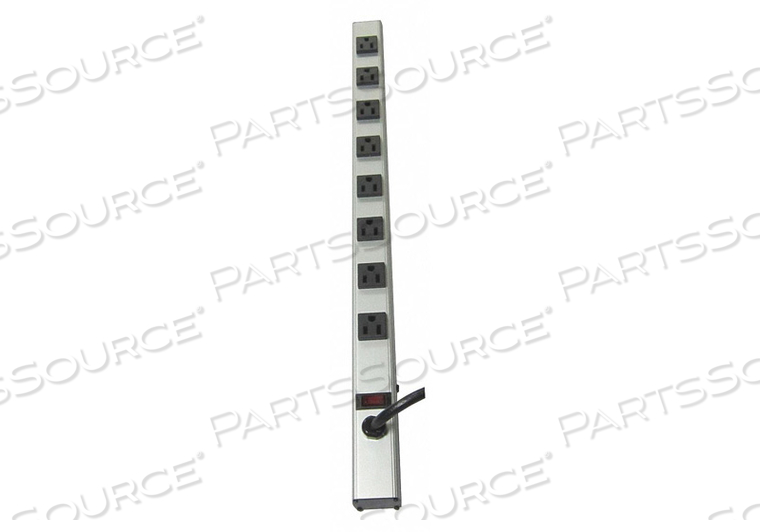 OUTLET STRIP, APPLICATION WORKBENCH AND CABINET, HOUSING MATERIAL ALUMINUM, TOTAL NUMBER OF OUTLETS 8, MAX. AMPS 15 A, CORD LENGTH 6 FT, NUM by Power First