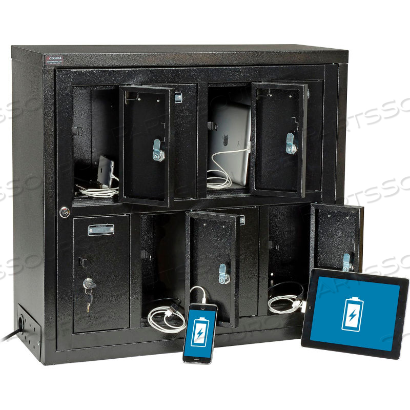 8 DOOR CHARGING LOCKER W/KEY LOCK, 28-1/2"WX11-1/4"DX28-1/2"H, BLK,ASSEMBLED by Approved Vendor