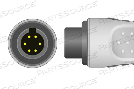 ECG CABLE, GRAY, 2.6 MM LEADWIRE DIA, 45 DEG ANGLED KEYED 6-PIN ROUND CONNECTOR, THERMOPLASTIC POLYURETHANE JACKET, 12 FT 