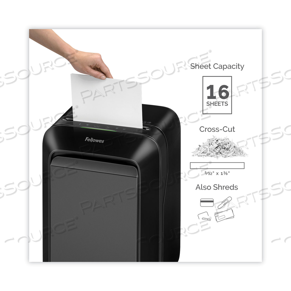 POWERSHRED LX180 CROSS-CUT SHREDDER, 16 MANUAL SHEET CAPACITY by Fellowes