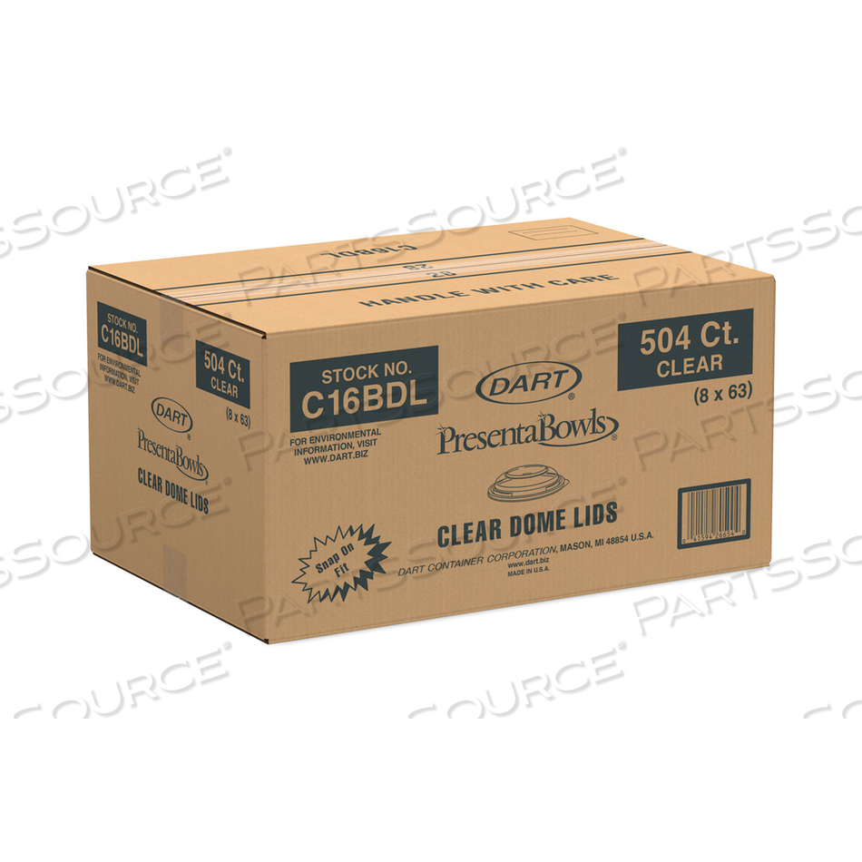 PRESENTABOWLS CLEAR DOME LIDS, 5.4 DIAMETER X 1.1 H, PLASTIC by Dart Container Corporation PRESENTABOWLS CLEAR DOME LIDS, 5.4 DIAMETER X 1.1 H, PLASTIC by Dart Container Corporation