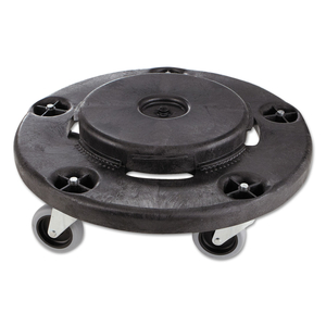 BRUTE ROUND TWIST ON/OFF DOLLY, 250 LB CAPACITY, 18" DIA X 6.63"H, FITS 20 TO 55 GALLON BRUTE CONTAINERS, BLACK by Rubbermaid Medical Division