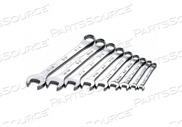 COMBO WRENCH SET CHROME 1/4-3/4 IN. 9 PC by SK Professional Tools