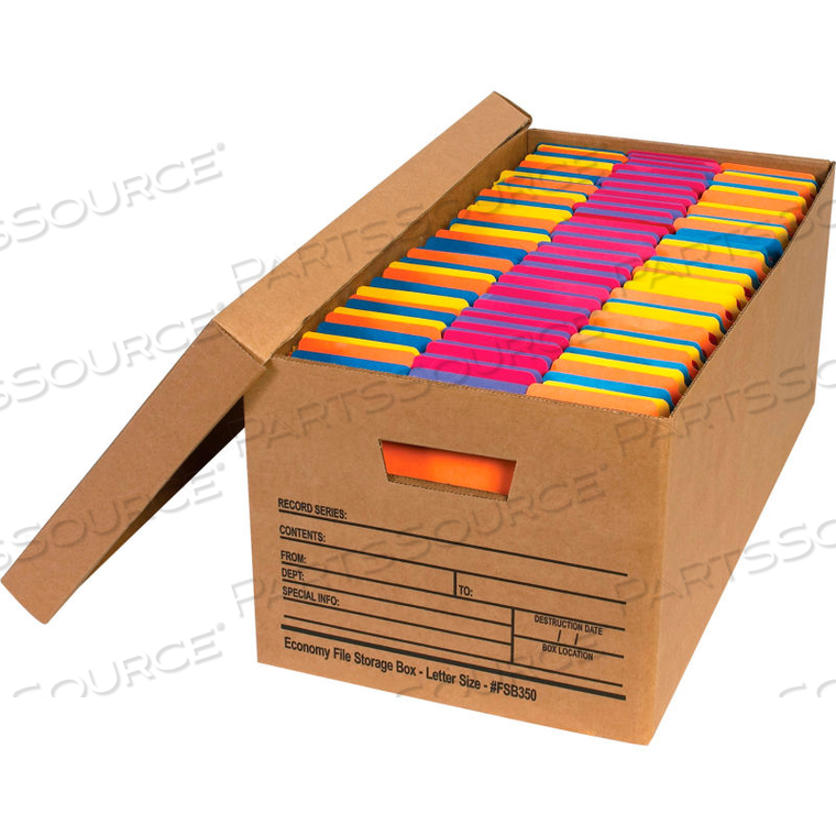 ECONOMY FILE STORAGE BOX W/LID - LETTER 24"L X 12"W X 10"H - KRAFT - PRICE EACH by Box Packaging Inc