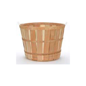1 BUSHEL WOOD BASKET WITH METAL HANDLES & TWO BANDS 10 PC - NATURAL by Texas Basket Co.