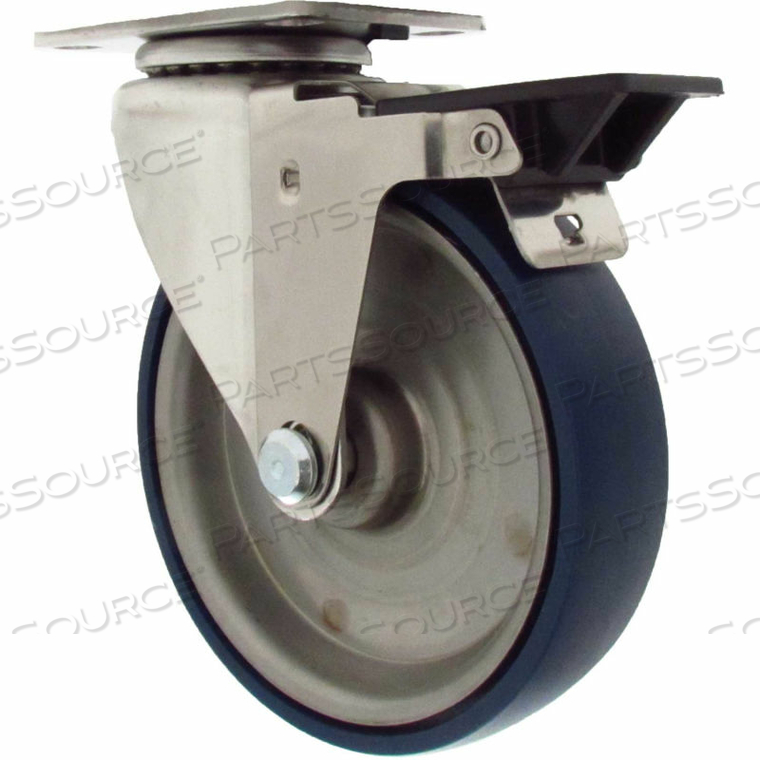 CASTERS SWIVEL TOP PLATE CASTER - 4"DIA. STAINLESS DISC WITH TECH LOCK 