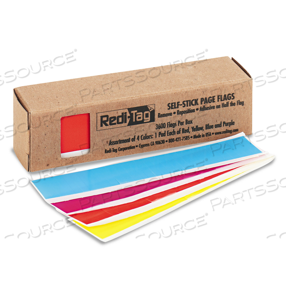 REMOVABLE PAGE FLAGS, FOUR ASSORTED COLORS, 900/COLOR, 3,600/PACK 