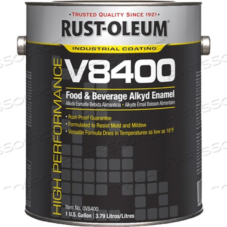 259157 RUST-OLEUM V8400 PRIMER, 1 GAL, WHITE, FLAT, HIGH PERFORMANCE 