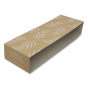 FIBER CONTAINER SLEEVES, WORLD CENTRIC LEAF DESIGN, 7.5" X 10" X 3.25", NATURAL, PAPER, 800/CARTON by World Centric