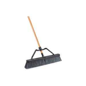 PUSH BROOM W/HARD POLYMER SUPPORT BRACE, 24"W HEAVY-DUTY BRISTLES WOOD HANDLE by Libman