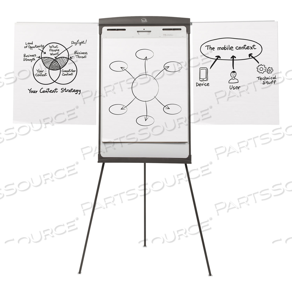 MAGNETIC DRY ERASE EASEL, 27 X 35, WHITE SURFACE, GRAPHITE FRAME by Quartet MAGNETIC DRY ERASE EASEL, 27 X 35, WHITE SURFACE, GRAPHITE FRAME by Quartet