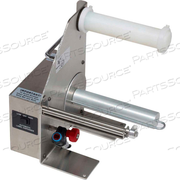 AUTOMATIC STAINLESS STEEL LABEL DISPENSER FOR TRANSPARENT & OPAQUE LABELS UP TO 6-1/2"W 