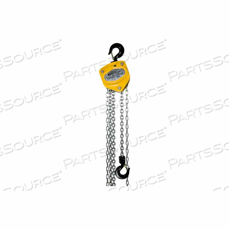 MANUAL CHAIN HOIST WITH STD. OVERLOAD PROTECTION 1 TON CAP. 10' LIFT by Oz Lifting Products