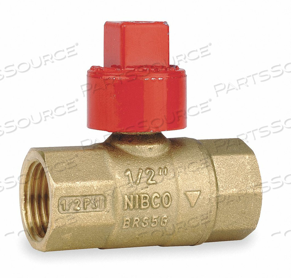 MANUAL TWO-WAY BALL VALVE, BODY MATERIAL BRASS, FOR MEDIA GAS, VALVE CONSTRUCTION TWO-PIECE, NOMINAL VALVE SIZE 1/2 IN, VALVE BODY STYLE STR by Nibco MANUAL TWO-WAY BALL VALVE, BODY MATERIAL BRASS, FOR MEDIA GAS, VALVE CONSTRUCTION TWO-PIECE, NOMINAL VALVE SIZE 1/2 IN, VALVE BODY STYLE STR by Nibco