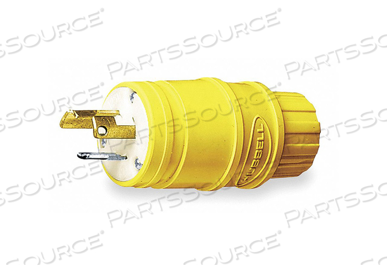TWIST-LOCK PLUG, 15A, L5-15P, 2P, 3W, 125V, GROUNDING, YELLOW, ELASTOMER by Hubbell Incorporated, Wiring Device-Kellums