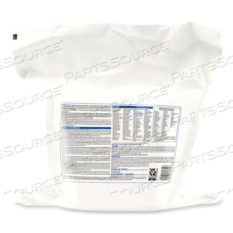 BLEACH GERMICIDAL WIPES, 12 X 12, UNSCENTED, 110/BAG by Clorox BLEACH GERMICIDAL WIPES, 12 X 12, UNSCENTED, 110/BAG by Clorox