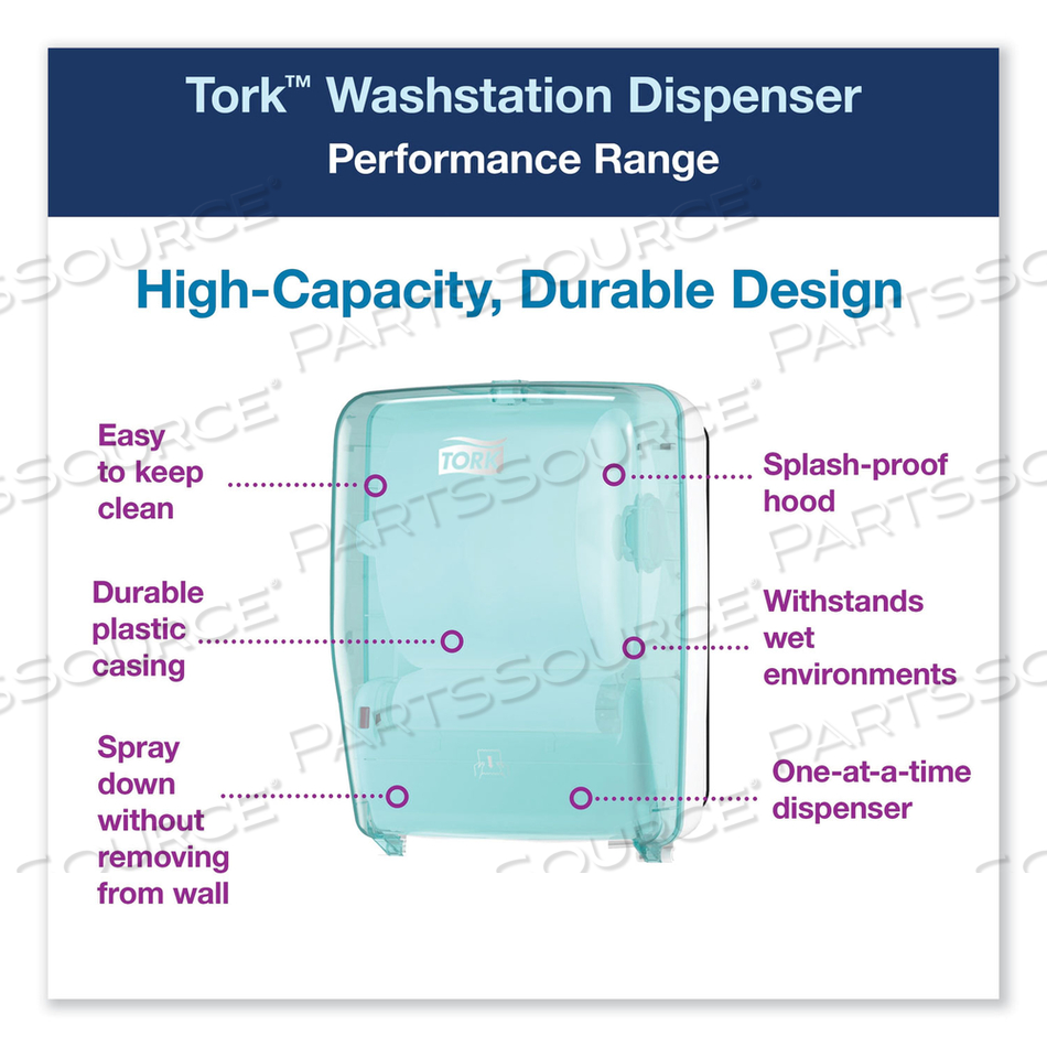 WASHSTATION DISPENSER, 12.56 X 10.57 X 18.09, AQUA/WHITE by Tork