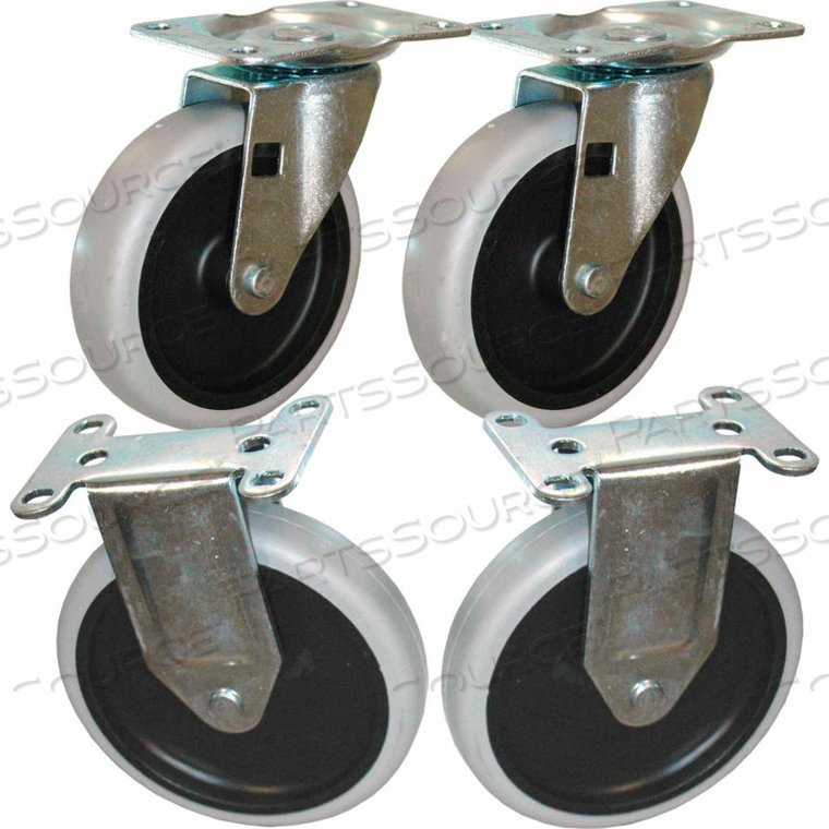 5" SWIVEL AND RIGID PLATE CASTER KIT WITH HARDWARE by Rubbermaid Medical Division