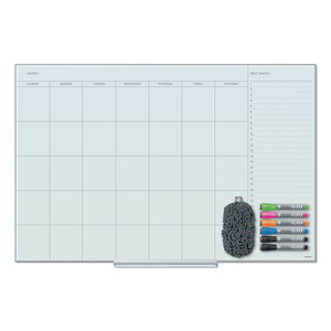 FLOATING GLASS DRY ERASE UNDATED ONE MONTH CALENDAR, 36 X 24, WHITE by U Brands FLOATING GLASS DRY ERASE UNDATED ONE MONTH CALENDAR, 36 X 24, WHITE by U Brands