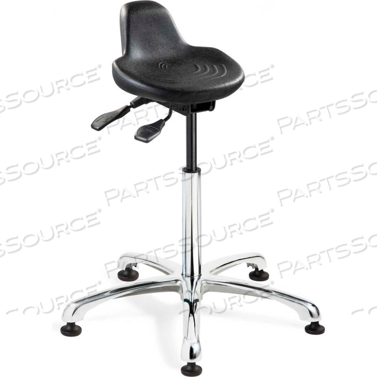 SIT STAND STOOL - POLYURETHANE - BLACK WITH ALUMINUM BASE by Bevco Precision Manufacturing