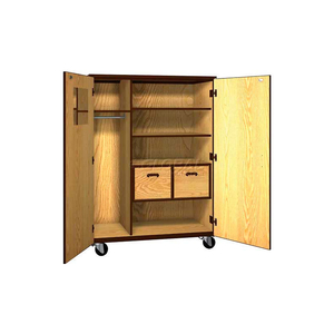 MOBILE WOOD TEACHER CABINET, 2 SHELVES, 2 FILE DRAWERS, 48"W X 22-1/4"D X 66"H, MAPLE/BLACK by Ironwood Manufacturing Inc