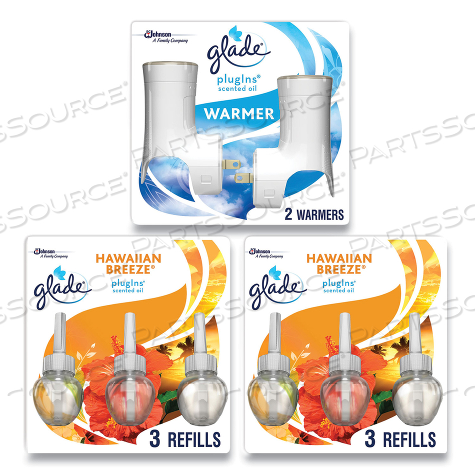 PLUGIN SCENTED OIL, HAWAIIAN BREEZE, 0.67 OZ, 2 WARMERS AND 6 REFILLS/PACK by Glade