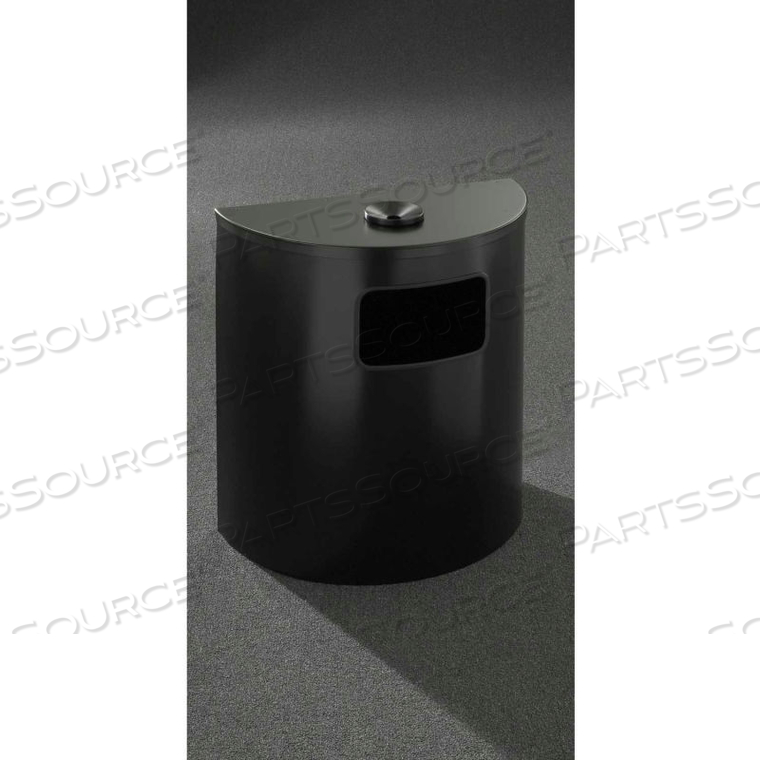 24 GALLON HALF ROUND ASH/URN SIDE OPENING WASTE RECEPTACLE, SATIN BLACK by Glaro Products Inc