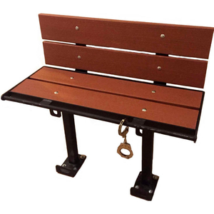 3-FT.COMPOSITE LUMBER SEATING WITH STEEL FRAME, WITH BACKREST - REDWOOD by Prisoner Bench LLC