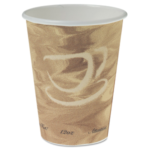 MISTIQUE POLYCOATED HOT PAPER CUPS, 12 OZ, PRINTED, BROWN, 50/SLEEVE, 20 SLEEVES/CARTON by Solo