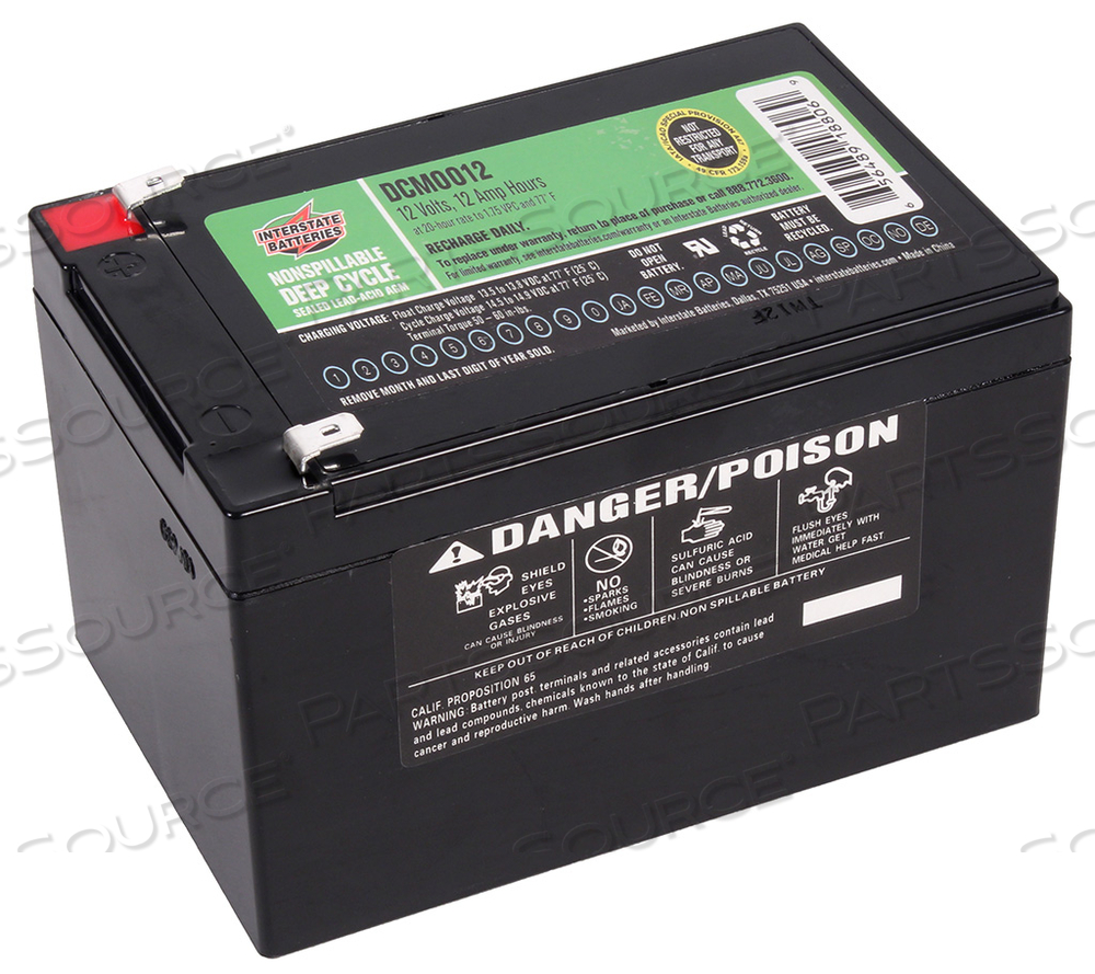 INTERSTATE BATTERIES 12 VOLT/ 12AMP, RECHARGEABLE BATTERY 