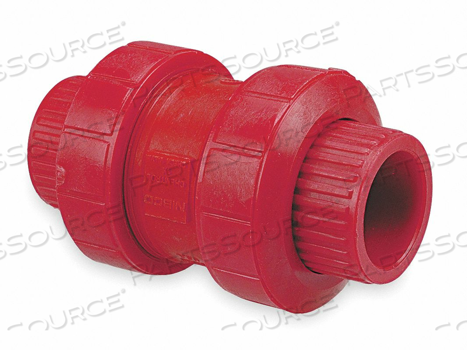 BALL CHECK VALVE, SINGLE FLOW, INLINE BALL, KYNAR(R), 1 IN PIPE/TUBE SIZE, FKM, FKM by Chemtrol BALL CHECK VALVE, SINGLE FLOW, INLINE BALL, KYNAR(R), 1 IN PIPE/TUBE SIZE, FKM, FKM by Chemtrol