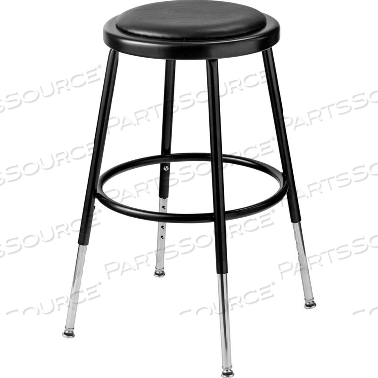 INTERION STEEL SHOP STOOL WITH PADDED SEAT - ADJUSTABLE HEIGHT 19"-27" - BLACK - PACK OF 2 by National Public Seating