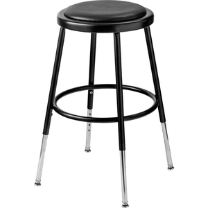 INTERION STEEL SHOP STOOL WITH PADDED SEAT - ADJUSTABLE HEIGHT 19"-27" - BLACK - PACK OF 2 by National Public Seating