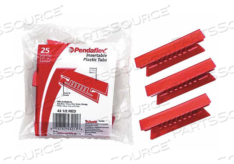 HANGING FOLDER INSERT PLASTIC RED PK25 