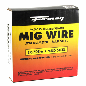 FORNEY ER70S-6 MILD STEEL SOLID MIG WELDING WIRE - .024" - 10 LBS. SPOOL by Industrial Pro