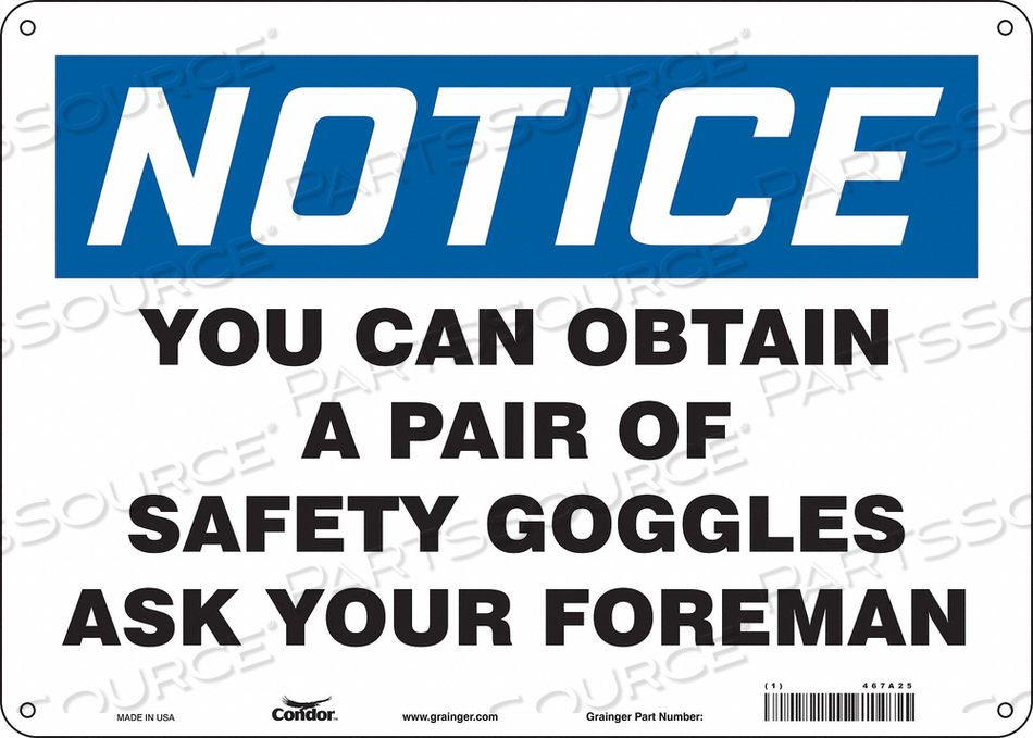 SAFETY SIGN 14 W 10 H 0.055 THICKNESS 