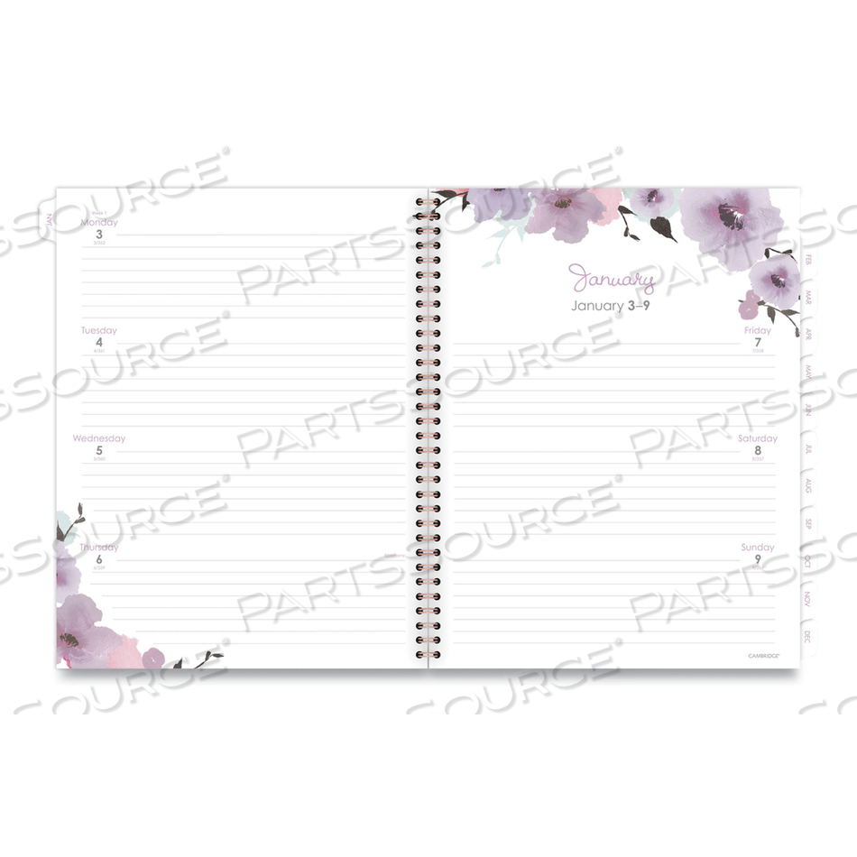 MINA WEEKLY/MONTHLY PLANNER, MAIN FLORAL ARTWORK, 11 X 8.5, WHITE/VIOLET/PEACH COVER, 12-MONTH (JAN TO DEC): 2023 by Cambridge MINA WEEKLY/MONTHLY PLANNER, MAIN FLORAL ARTWORK, 11 X 8.5, WHITE/VIOLET/PEACH COVER, 12-MONTH (JAN TO DEC): 2023 by Cambridge