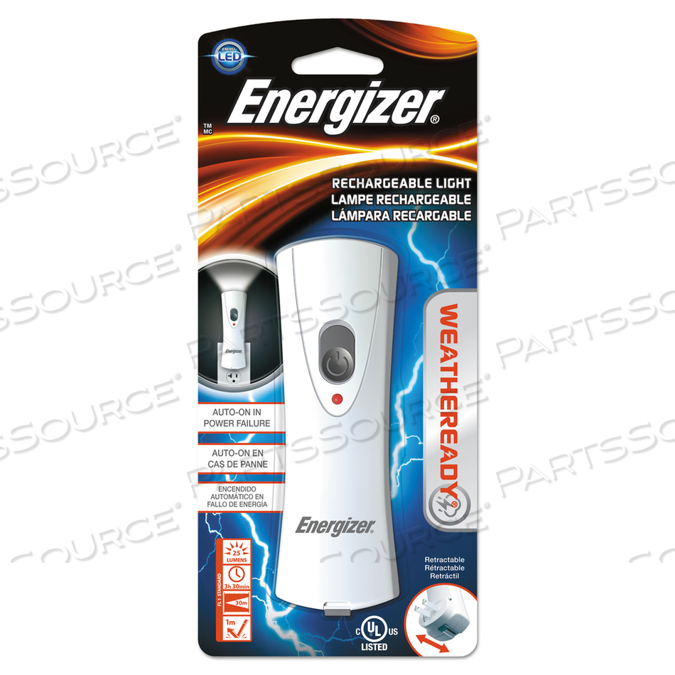 WEATHER READY LED FLASHLIGHT, 1 NIMH RECHARGEABLE BATTERY (INCLUDED), SILVER/GRAY by Energizer