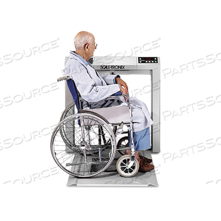 STOW-A-WEIGH WHEELCHAIR SCALE, 660 LB WITH STANDARD WEIGHT (LB/KG), DATA PORT AND BATTERY POWER 