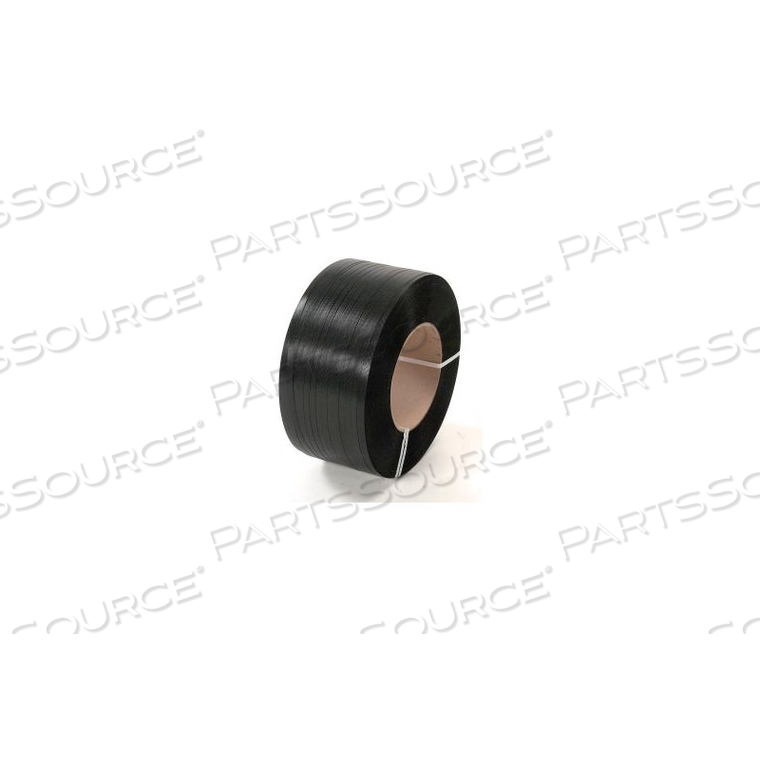 POLYESTER STRAPPING 1/2" X .028" X 6, 500' BLACK 16" X 6" CORE by PAC Strapping Products Inc. POLYESTER STRAPPING 1/2" X .028" X 6, 500' BLACK 16" X 6" CORE by PAC Strapping Products Inc.