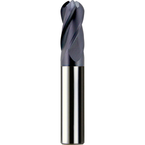 1/2" DIA., 1/2" SHANK, 1" LOC, 3" OAL, 4 FLUTE SOLID CARBIDE BALL SINGLE END MILL, ALTIN by Melin Tool Company