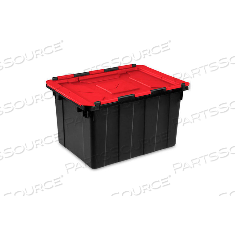 HINGED LID INDUSTRIAL TOTE - BLACK/RACER RED 12 GALLON 21-3/4 X 15-3/8 X 12-1/2 by Sterilite
