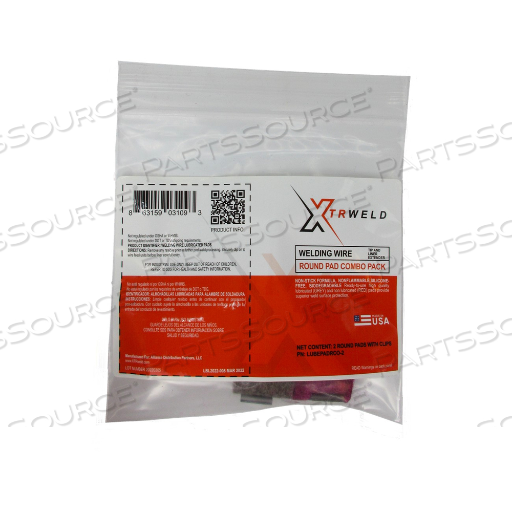 LUBEPADRCO2 XTRWELD LUBE PAD W/ CLIP COMBO PACK (1 TREATED & 1 NON-TREATED) by XTRweld