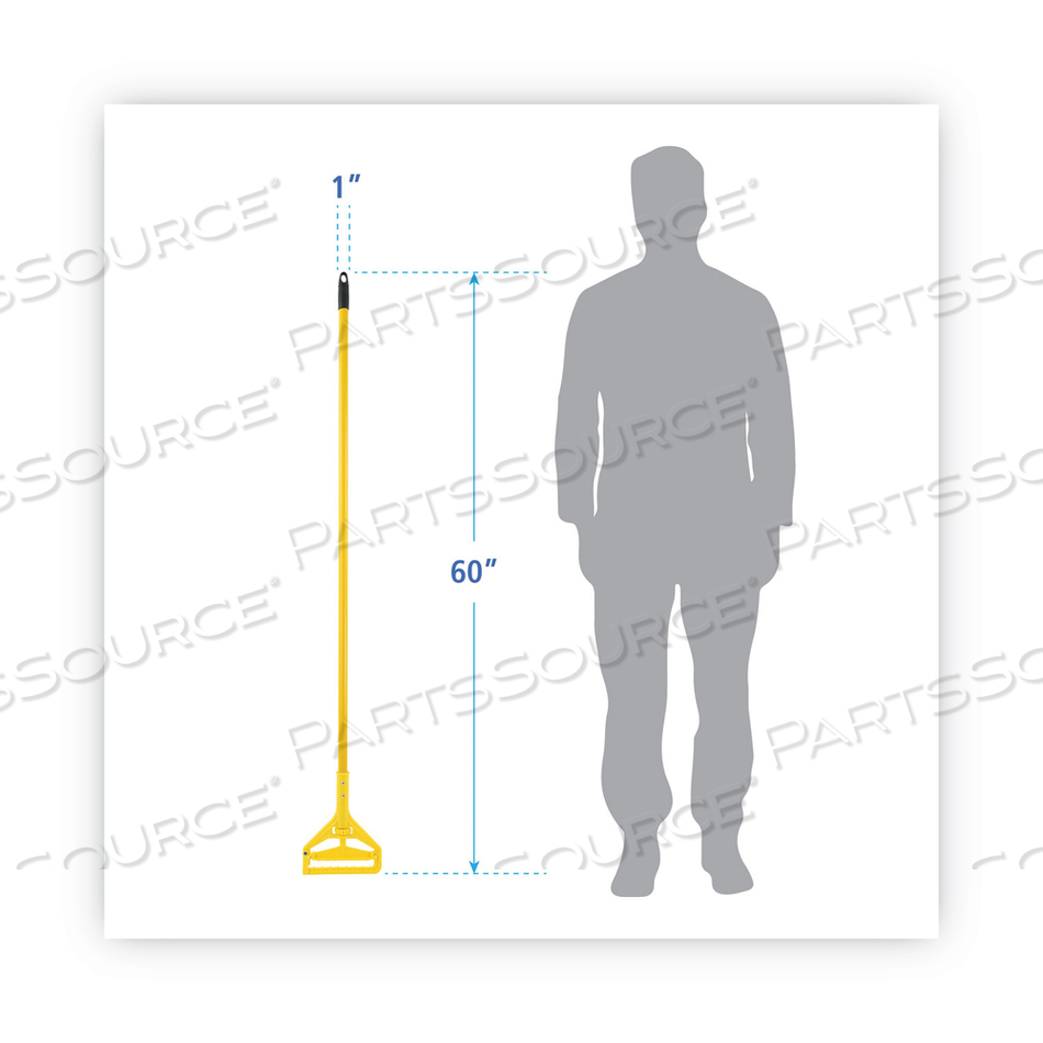 QUICK CHANGE SIDE-LATCH PLASTIC MOP HEAD HANDLE, 60" ALUMINUM HANDLE, YELLOW by Boardwalk