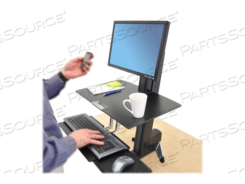 WORKFIT-S, SINGLE LD WORKSTATION WITH WORKSURFACE (BLACK) by Ergotron, Inc.