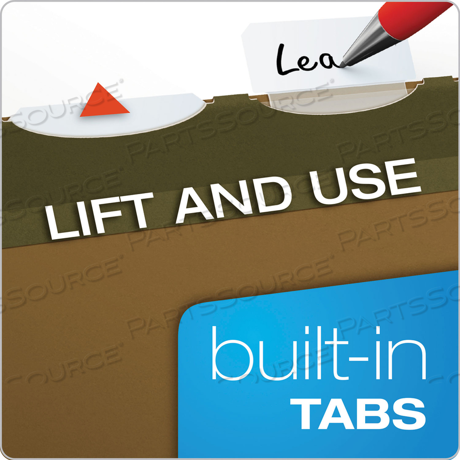 READY-TAB EXTRA CAPACITY REINFORCED COLORED HANGING FOLDERS, LETTER SIZE, 1/5-CUT TABS, STANDARD GREEN by Esselte Pendaflex Corp.