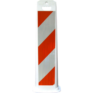 VERTICAL PANEL CHANNELIZER BARRICADE W/ OVERSIZED HANDLE, WHITE, DIAMOND GRADE SHEETS by Plasticade