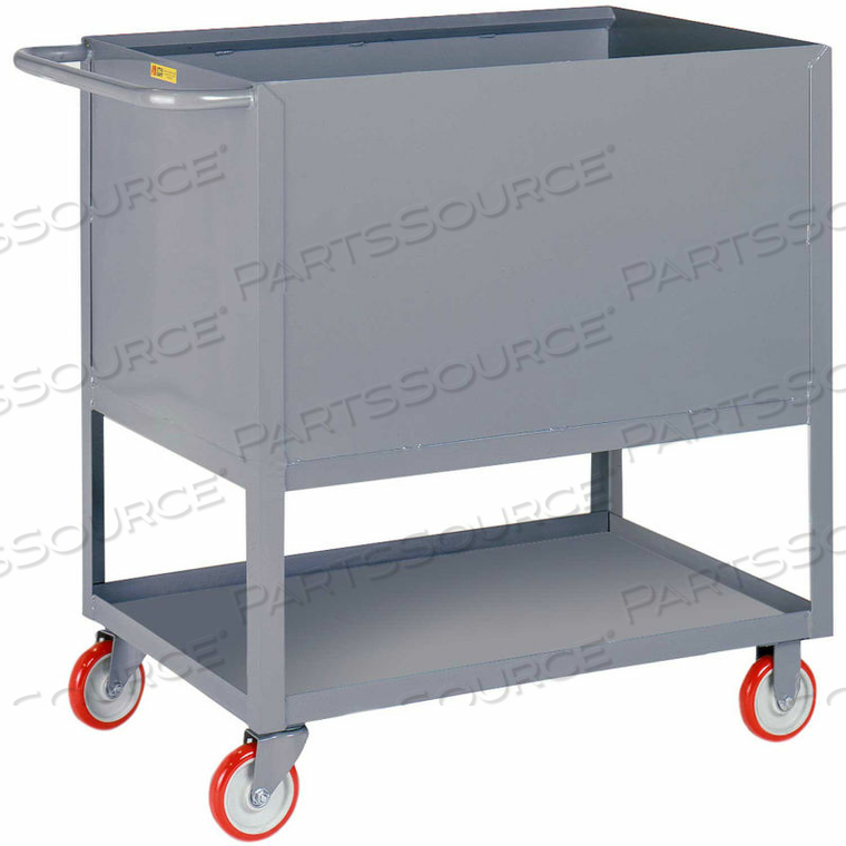 RAISED PLATFORM BOX TRUCKS W/LOWER SHELF, 4 SOLID SIDES 24X36, POLY WHEELS by Little Giant