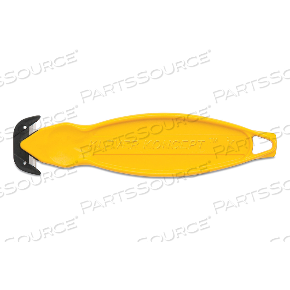 SAFETY CUTTER, 5.75" PLASTIC HANDLE, YELLOW by Klever Koncept SAFETY CUTTER, 5.75" PLASTIC HANDLE, YELLOW by Klever Koncept